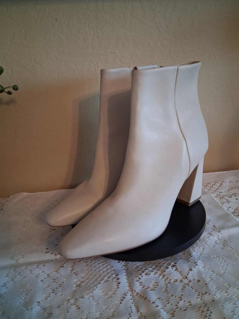 Mark Fisher L.T.D. Yanar pointed toe ankle boots. Ivory shade. Size 9 1/2.